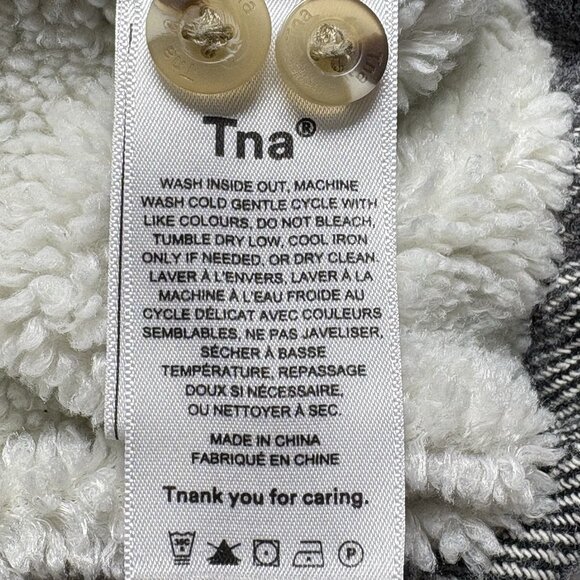 Aritzia TNA Women Prospect Sherpa Lined Shacket Sz 1 Small Black Ivory 46-15 - Picture 8 of 13